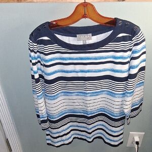 Aura Striped Women's Blouse - Blue and White